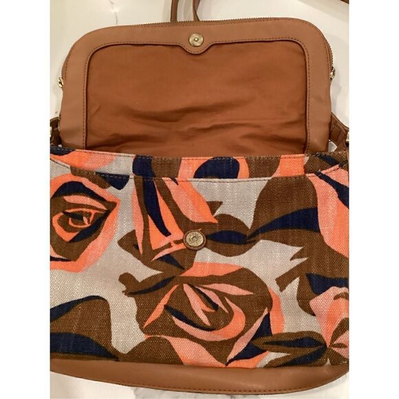Fossil Preston Flap Canvas Crossbody Bag Floral Pockets Galore GUC - Picture 4 of 14